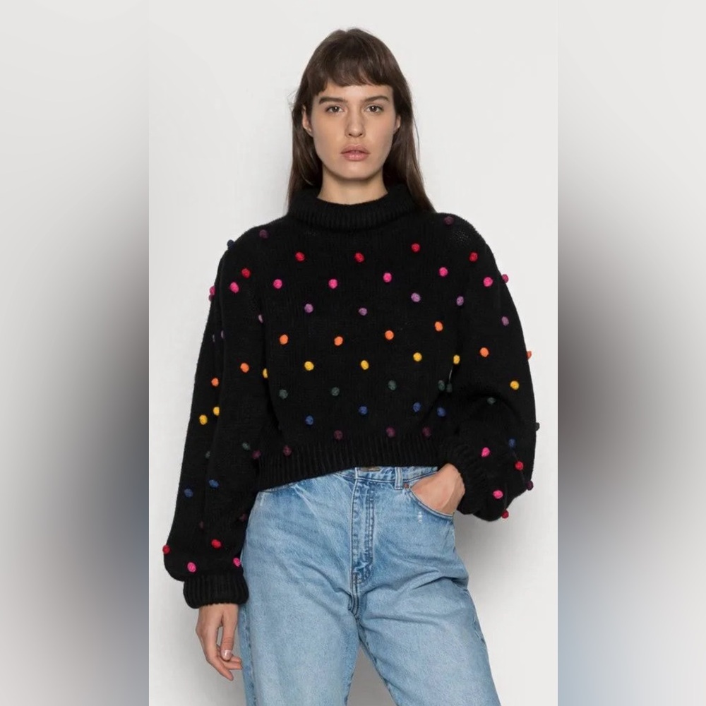 NWT Farm Rio Rainbow Dots Turtleneck Sweater Size XL